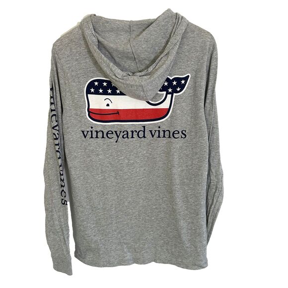 Vineyard Vines Hooded Long Sleeve Shirt Size Small Patriotic American Flag Men's - Picture 1 of 7